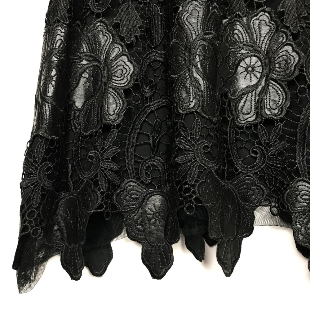 Zara Woman Black Faux Leather Appliqué ALine Dress - Picture 7 of 11